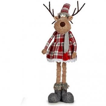 Figura Decorativa Ciervo con Bufanda 17 x 78 x 24 cm Rojo Gris