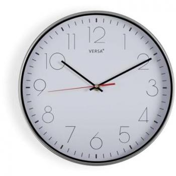 Reloj de Pared Versa Blanco Plateado Plástico Cuarzo 4,3 x 30,5 x 30,5 cm