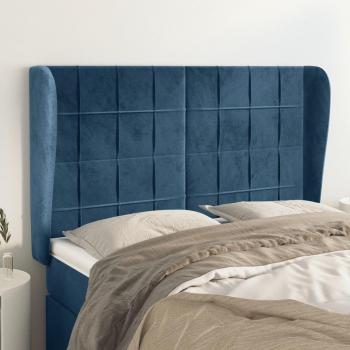 Cabecero con orejas de terciopelo azul oscuro 147x23x118/128 cm vidaXL