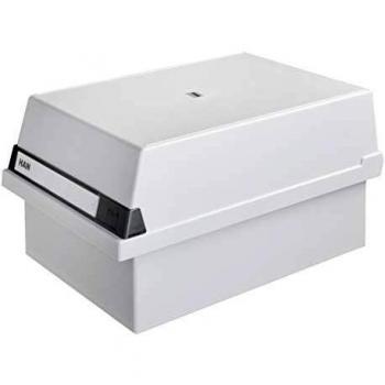 Caja de índice HAN A5 horizontal para 1.300 tarjetas, color gris claro, incluye 2 soportes