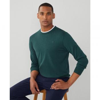 Jersey de seda verde Hackett con cuello redondo y logo bordado para hombre