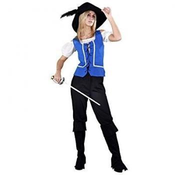 Disfraz barato de Mosquetera azul para mujer M-L