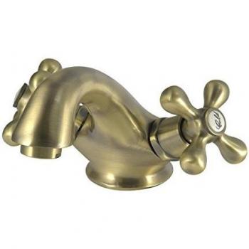 Grifo de Lavabo de Baño Montado en la Encimera de Latón Antiguo con Cabezas Retro Elegantes