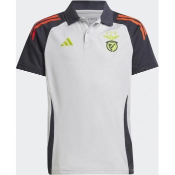 Camiseta de niños SL Benfica 2024/2025 Tiro24 Polo Kids adidas, color blanco, manga corta, diseñada para entrenamiento de fútbol