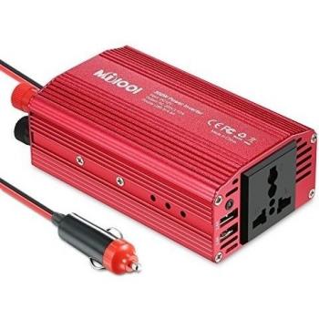 300W Inversor de corriente de Coche Transformador Voltaje Portable 12V a 220V con Dos Puertos para Cargar / Toma de Encendedor Mechero de Coche - Milool