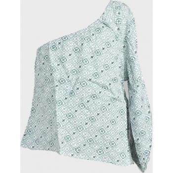 Blusa de niña estampada con manga asimétrica