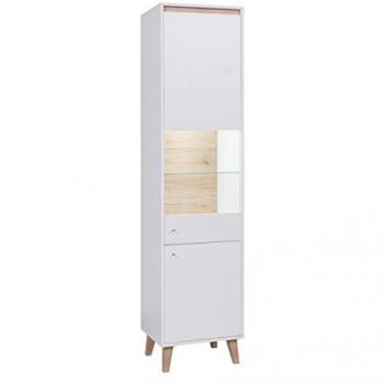 Vitrina Providence D107, Roble San Remo Claro y Mate Blanco, Con Puertas, 206x50x40cm