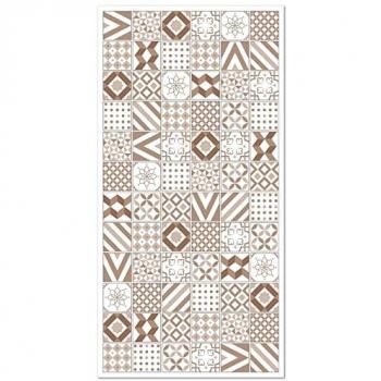 Alfombra Vinílica Hidráulica Love Marrón 80x300 cm - Antideslizante e Ignífuga - Ideal para Cocina y Salón