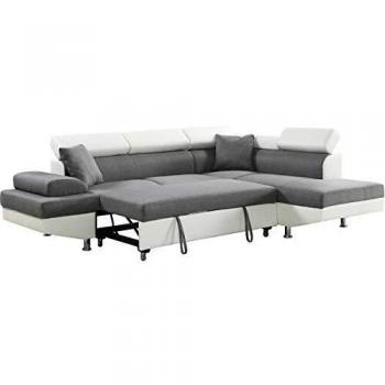 habitatetjardin Sofá esquinero Sophia Luxe - Blanco/Gris - Esquina Derecha