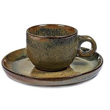 Taza de café con plato inferior, 10 cl, color gris