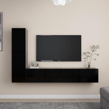 Conjunto de muebles para TV de 4 piezas en madera negra multicapa