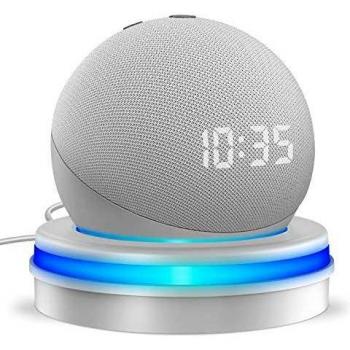 Cocoda Soporte Mesa para Dot 4.ª Generación, Inteligente Soporte Dot 4 con el Escritorio con Guarda Cable Integrado y Guía de Luz en Forma de Anillo, Haga que el Dot Sea Más Notable