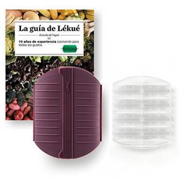 Lékué Kit Estuche de Vapor con Libro y Bandeja, Silicona, Berenjena, 3-4 personas
