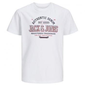 Camiseta básica blanca Jack & Jones para niño con logo, manga corta y corte regular