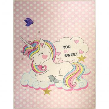 Alfombra Infantil Unicornio Dulce 80 x 150 cm - Rosa