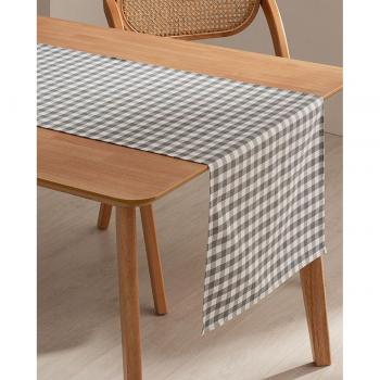Camino de mesa Vichy gris antimanchas impermeable 45x170 cm con diseño a cuadros y tacto suave
