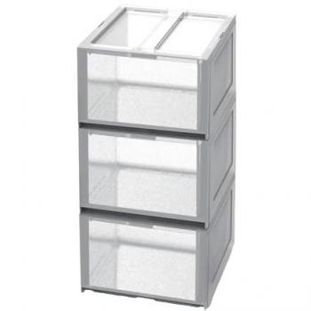 Mueble de Almacenaje Modular Tontarelli con 3 Cajones Altos y 2 Organizadores - Transparente, dimensiones 29x38x60 cm, capacidad de cajones 13L cada uno