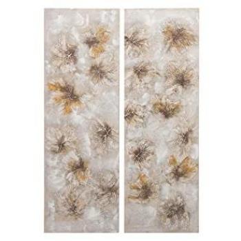 Set de 2 Lienzos Decorativos Flores Pintados a Mano 40x3x120 cm