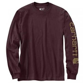 Carhartt Logo Longsleeve - Lila (XL), Camiseta de manga larga con logotipo, Relaxed Fit, color gris, talla XL