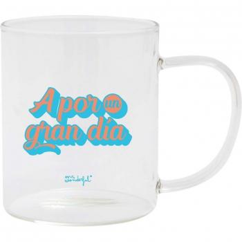 Taza Mr. Wonderful A por un gran día - Cerámica, Dimensiones 6x8x9 cm, Diseño para Mujer