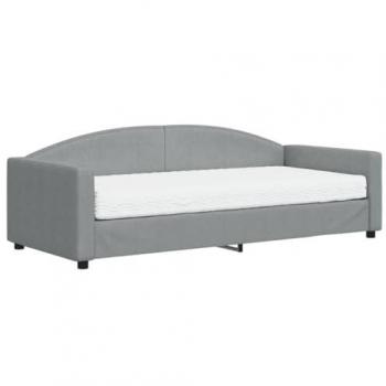 Sofá cama con colchón de tela gris claro 90x200 cm
