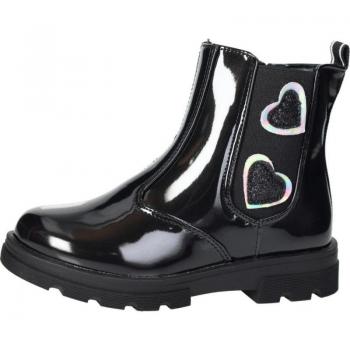 Botas-botines CONGUITOS ACHAROLADOS NEGROS para niña con elásticos y cremallera, modelo COSH305026