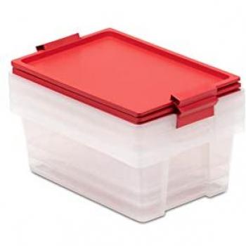 Lote de 3 Cajas de Almacenaje Multiusos Tatay, 7L, Rojo, con Tapa, Asas y Ruedas, Fabricadas con Materiales Reciclados, Libre de BPA, Medidas
