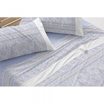 Juego de sábanas 529 Azul de Burrito Blanco, Cama de 135 cm, Poliéster 50% Algodón 50%, Fácil Planchado