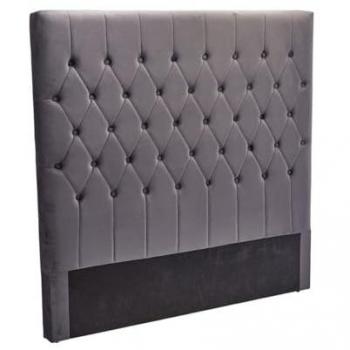Cabecero de Cama Capitone en Terciopelo Gris Oscuro 135cm 140x137 cm