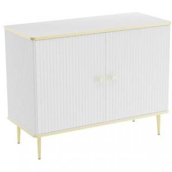 Buffet alto con 2 puertas de MDF y acero - Blanco y Dorado - SINEAD de Pascal MORABITO