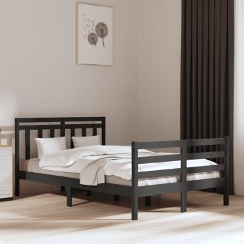 Estructura de cama de madera maciza doble 4FT6 135x190 cm gris