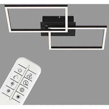 Plafón LED Frame CCT regulable, negro, 30W, con mando a distancia y control de temperatura de color, 50x39 cm