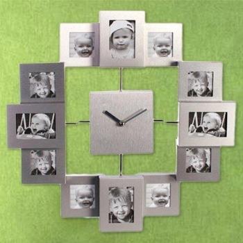 Reloj de Pared Todo Aluminio con 12 Marcos