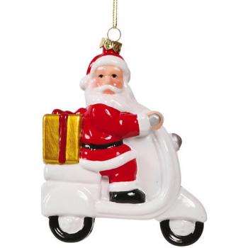 Colgante de Navidad en forma de moto blanca de 14 cms.