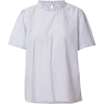 Cream Blue Ruffle Blouse for Women - Size 2XL Katinka Style