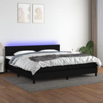 Colchón de cama box spring con muelles y tela LED negra 200x200 cm