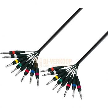 Adam Hall 3 STAR L8 PP Series Multi Cable - 8 x 6.3 mm Mono Jack to 8 x 6.3 mm Mono Jack, Available in 3 or 5 Meters