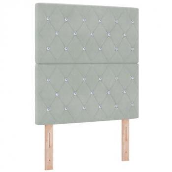 Cabecero LED Argyle 80 cm con luces de tira y terciopelo gris claro