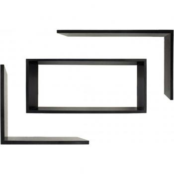 Estante de Pared Decorativo en Madera Negra con 3 Baldas