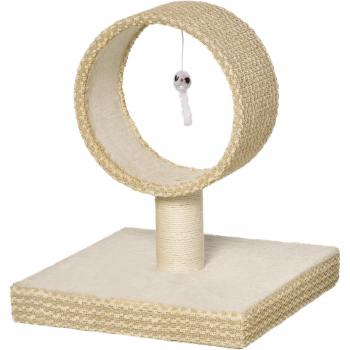 Árbol para Gatos Pequeño con Túnel Superior y Juguete de Rata Colgante Beige