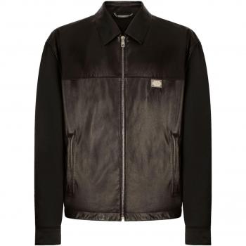 Dolce & Gabbana Men's Leather Zipped Jacket in Black | Size 50 | G9AUILHULUIN0000