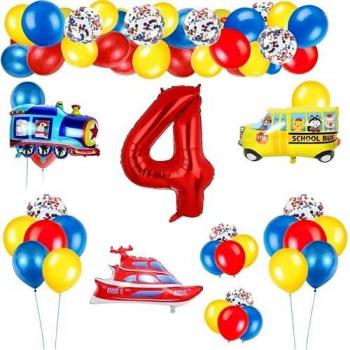 4 Año Decoración Cumpleaños Niño Número Rojo 4
