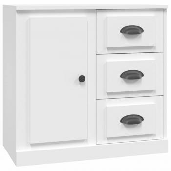 Aparador de madera contrachapada blanco 70x35,5x67,5 cm Mueble de Almacenaje de Salón Buffet Armario Auxiliar Armario de Almacenamiento