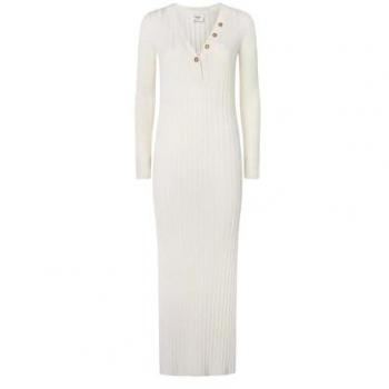 Pepe Jeans Izabel Long Sleeve Maxi Dress in Dark Grey Marl