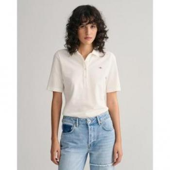 Polo de piqué Shield Gant para mujer con tapeta de botones y logo