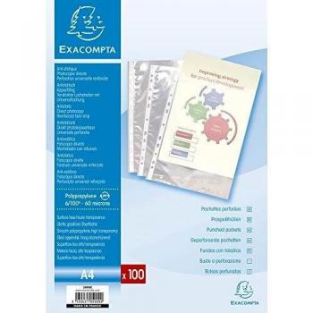 Exacompta 5000E - Estuche de 100 fundas con multitaladros, A4