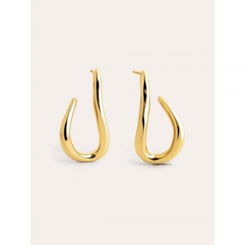Pendientes Aro Singularu Organic Hook Acero Baño Oro