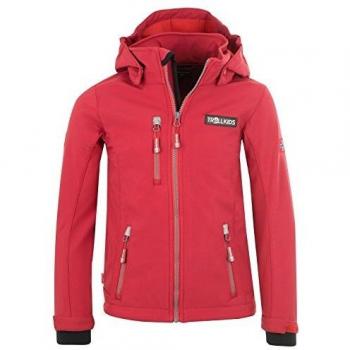 Trollkids Chaqueta Softshell para Niña Preikestolen, Color Rojo Oscuro/Rojo Fuego/Plata Talla 10 años