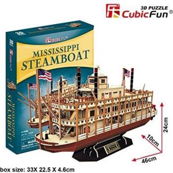 CubicFun - Puzzle 3D - Mississipi - Barco de Vapor en 3D para ser montado - 142 Piezas - T4026H