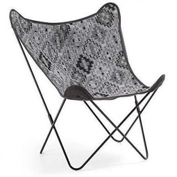 Kave Home - Sillón Butterfly Butterfly gris oscuro con estructura de acero negro
